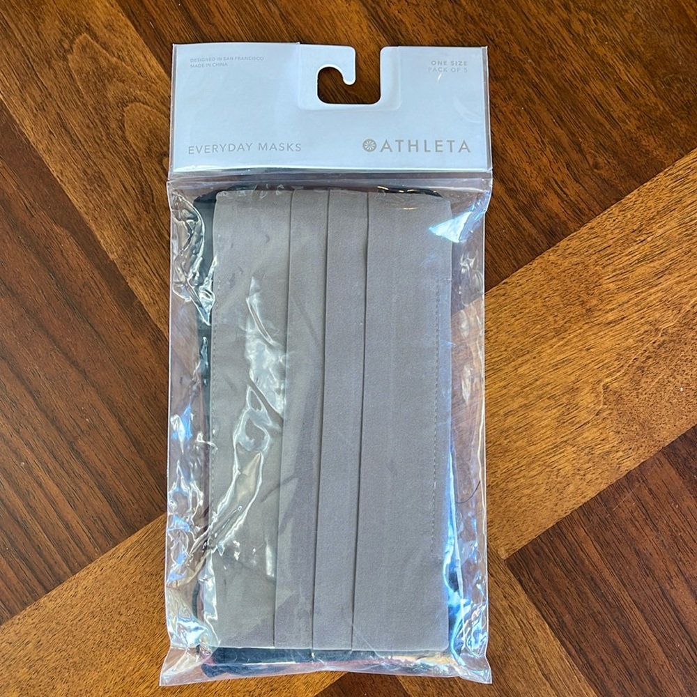 NWT ATHLETA EVERYDAY FACE MASKS - PACK OF 5 - MULTICOLOR